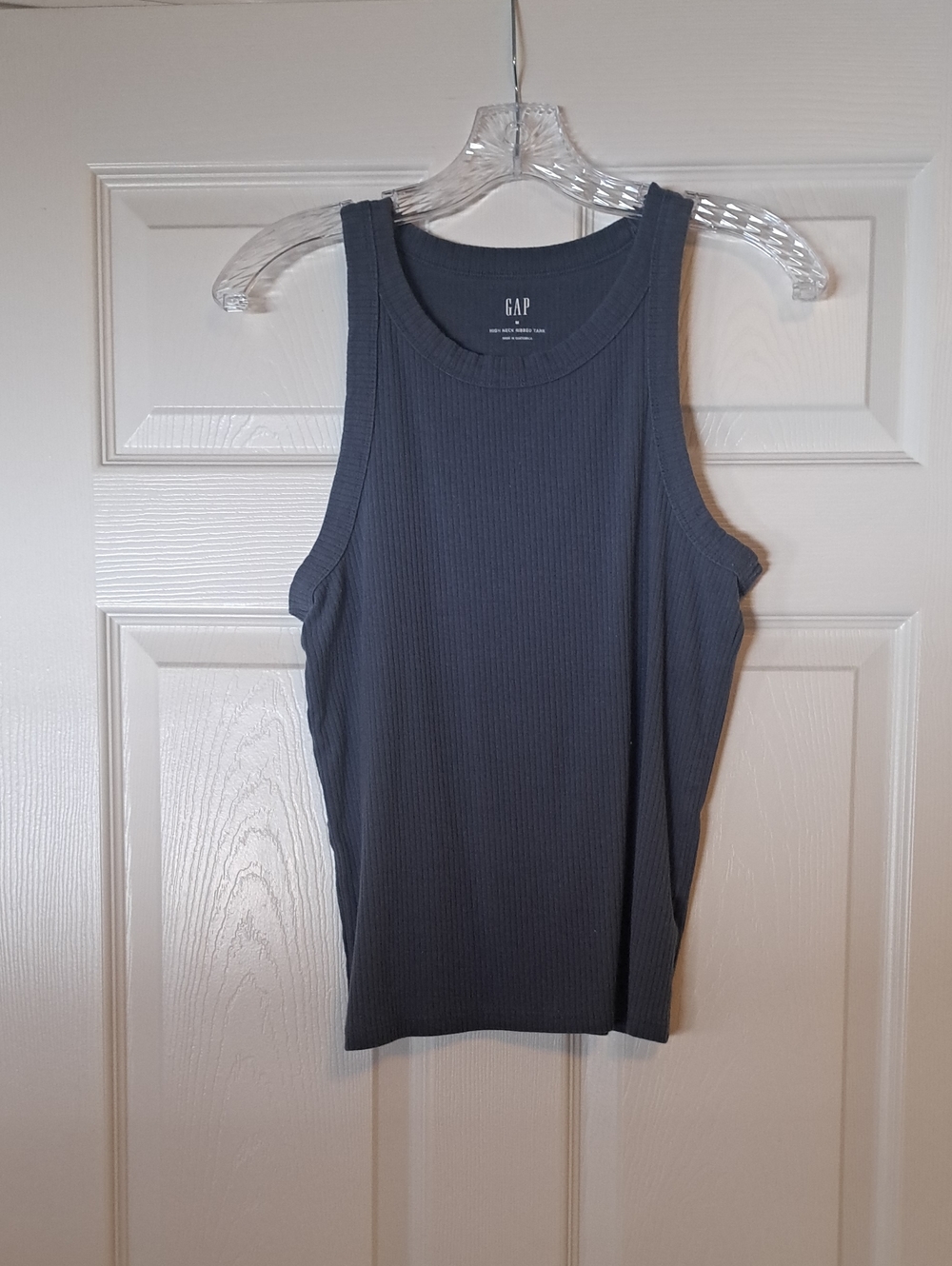 GAP Women's Ribbed Tank Top - Dusty Blue